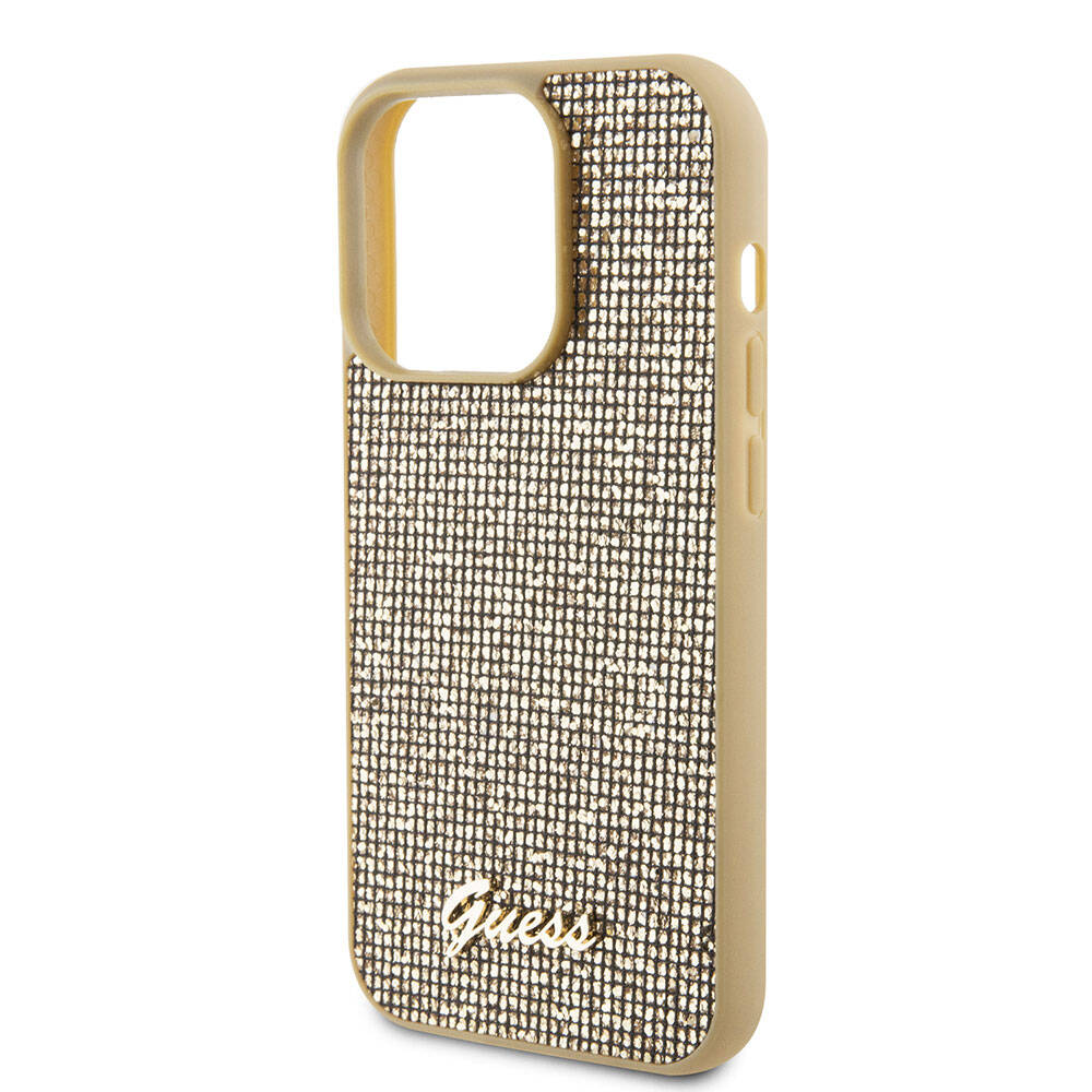 Apple iPhone 15 Pro Max Kılıf Guess Orjinal Lisanslı Yazı Logolu Disco Script Metal Kapak