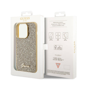 Apple iPhone 15 Pro Max Kılıf Guess Orjinal Lisanslı Yazı Logolu Disco Script Metal Kapak