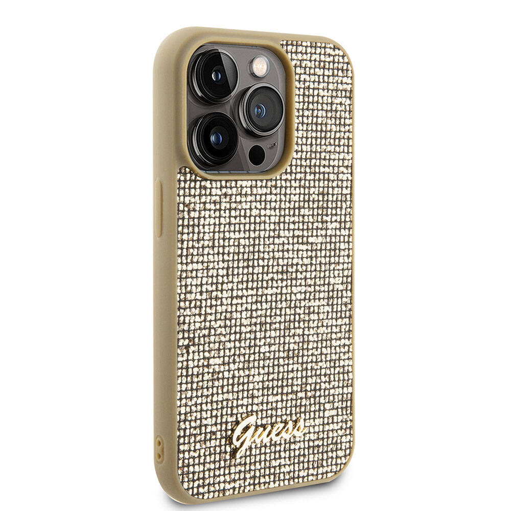iPhone 15 Pro Max Kılıf Guess Orjinal Lisanslı Yazı Logolu Disco Script Metal Kılıf