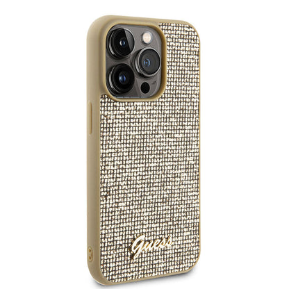 iPhone 15 Pro Max Kılıf Guess Orjinal Lisanslı Yazı Logolu Disco Script Metal Kılıf