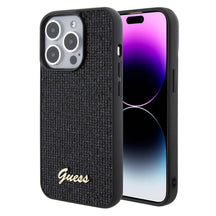 Apple iPhone 15 Pro Max Kılıf Guess Orjinal Lisanslı Yazı Logolu Disco Script Metal Kapak