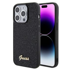 Apple iPhone 15 Pro Max Kılıf Guess Orjinal Lisanslı Yazı Logolu Disco Script Metal Kapak