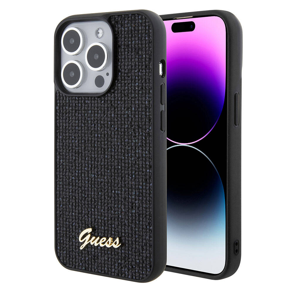 Apple iPhone 15 Pro Kılıf Guess Orjinal Lisanslı Yazı Logolu Disco Script Metal Kapak