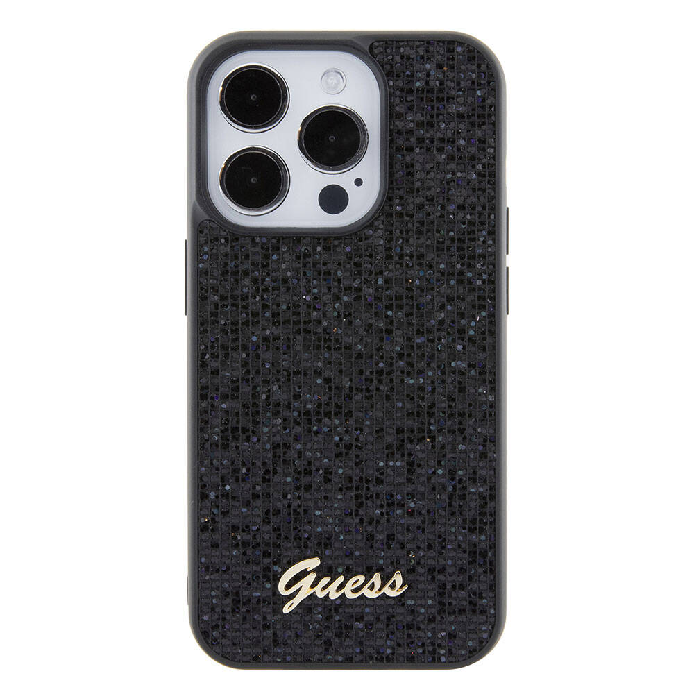 iPhone 15 Pro Max Kılıf Guess Orjinal Lisanslı Yazı Logolu Disco Script Metal Kılıf