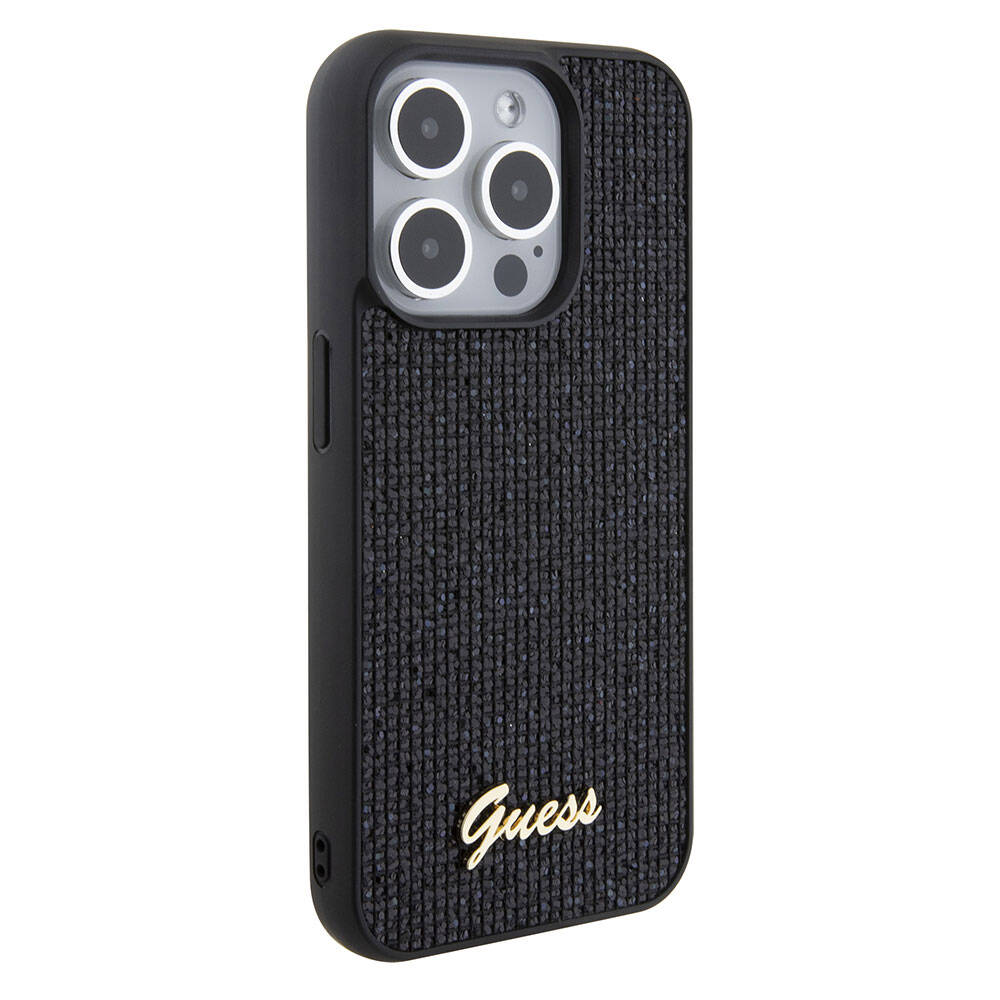 Apple iPhone 15 Pro Kılıf Guess Orjinal Lisanslı Yazı Logolu Disco Script Metal Kapak