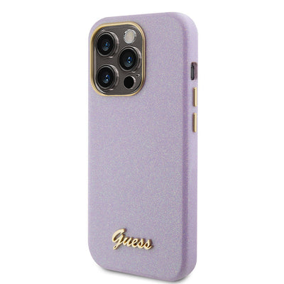 Apple iPhone 15 Pro Max Kılıf Guess Orjinal Lisanslı Yazı Logolu Glitter Glossy Script Kapak Haki