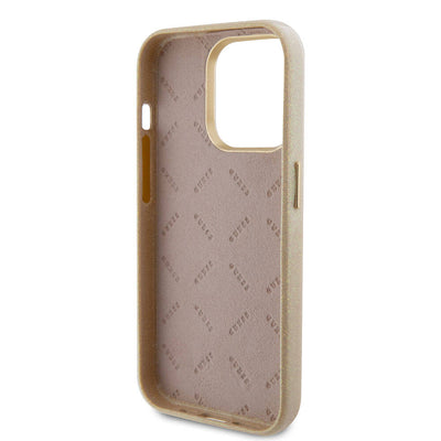 Apple iPhone 15 Pro Max Kılıf Guess Orjinal Lisanslı Yazı Logolu Glitter Glossy Script Kapak Lila