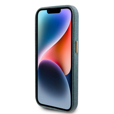 Apple iPhone 15 Pro Max Kılıf Guess Orjinal Lisanslı Yazı Logolu Glitter Glossy Script Kapak Lila