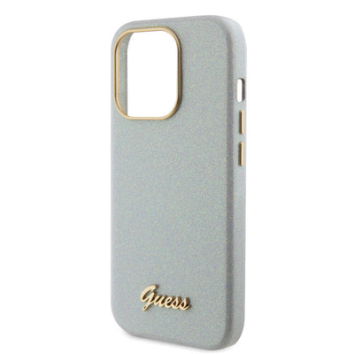 Apple iPhone 15 Pro Max Kılıf Guess Orjinal Lisanslı Yazı Logolu Glitter Glossy Script Kapak Lila