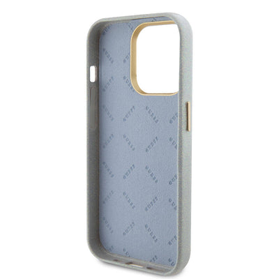 Apple iPhone 15 Pro Max Kılıf Guess Orjinal Lisanslı Yazı Logolu Glitter Glossy Script Kapak Lila