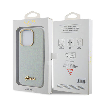 iPhone 15 Pro Max Kılıf Guess Orjinal Lisanslı Yazı Logolu Glitter Glossy Script Kılıf