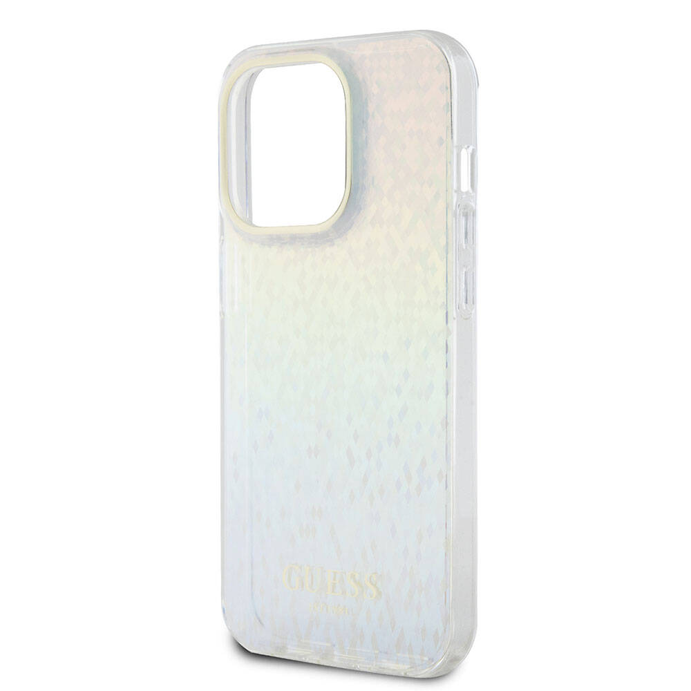 Apple iPhone 15 Pro Max Kılıf Guess Orjinal Lisanslı Yazı Logolu Mirror Disco Kapak Gold