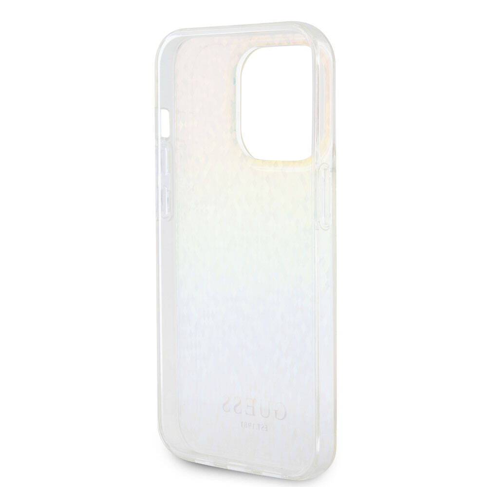 Apple iPhone 15 Pro Max Kılıf Guess Orjinal Lisanslı Yazı Logolu Mirror Disco Kapak Pembe
