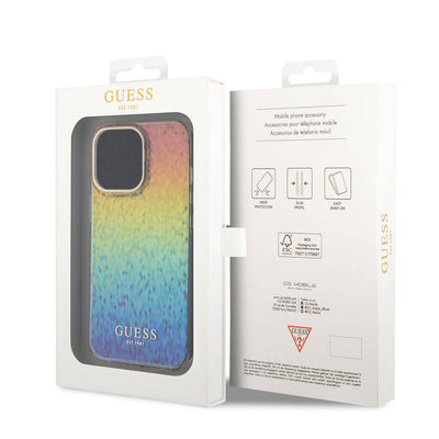 Apple iPhone 15 Pro Max Kılıf Guess Orjinal Lisanslı Yazı Logolu Mirror Disco Kapak Colorful