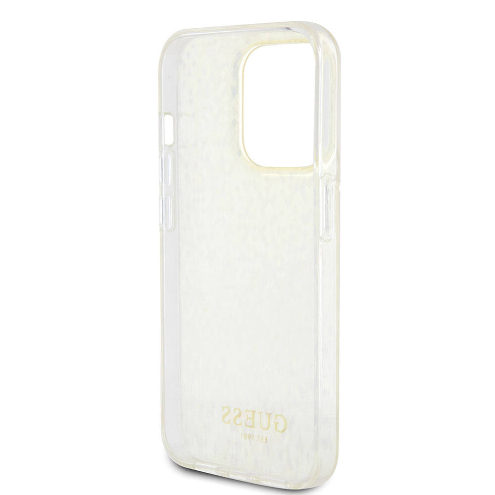 Apple iPhone 15 Pro Max Kılıf Guess Orjinal Lisanslı Yazı Logolu Mirror Disco Kapak Colorful
