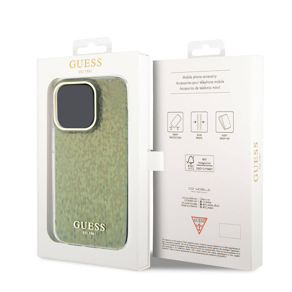Apple iPhone 15 Pro Max Kılıf Guess Orjinal Lisanslı Yazı Logolu Mirror Disco Kapak Colorful