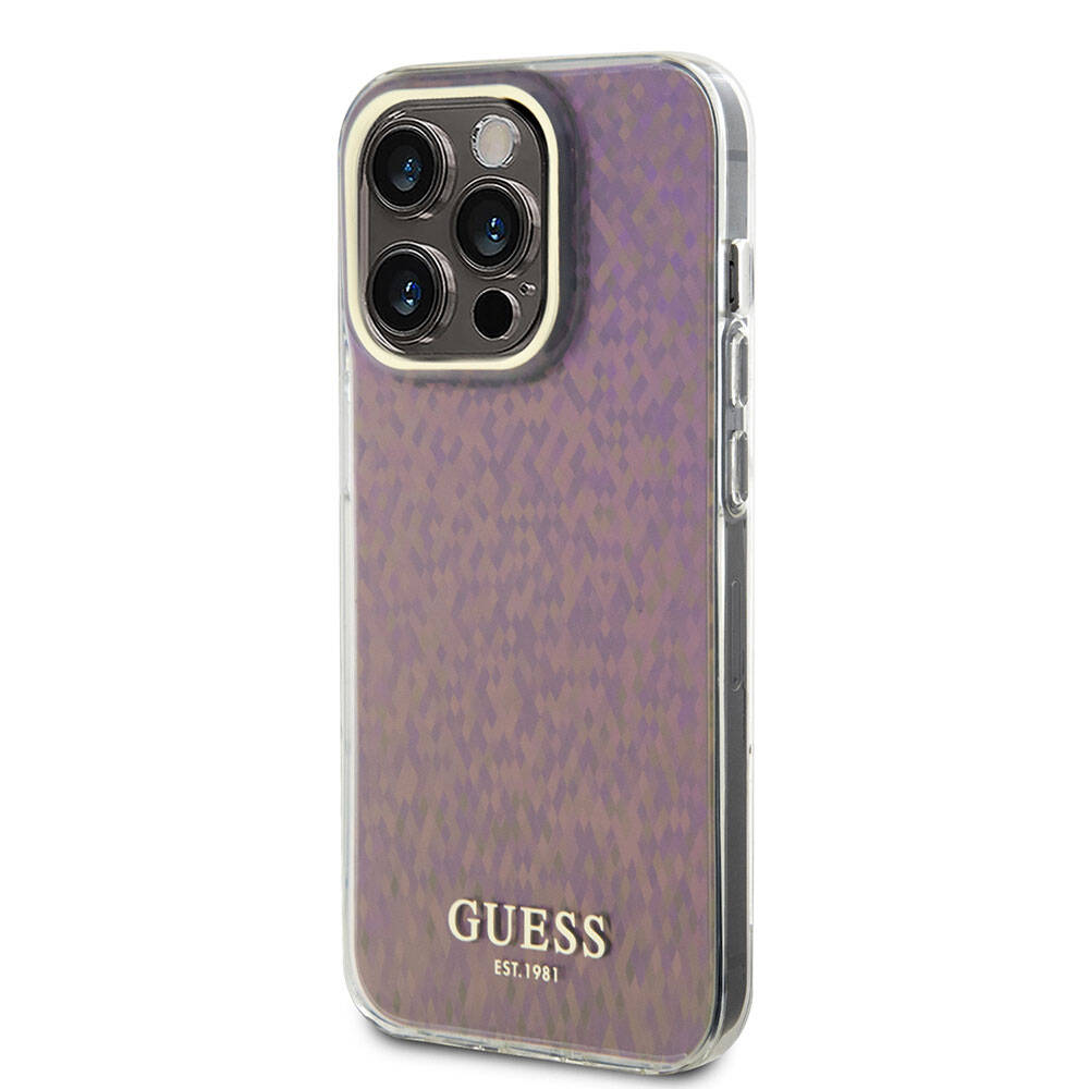 Apple iPhone 15 Pro Max Kılıf Guess Orjinal Lisanslı Yazı Logolu Mirror Disco Kapak Colorful