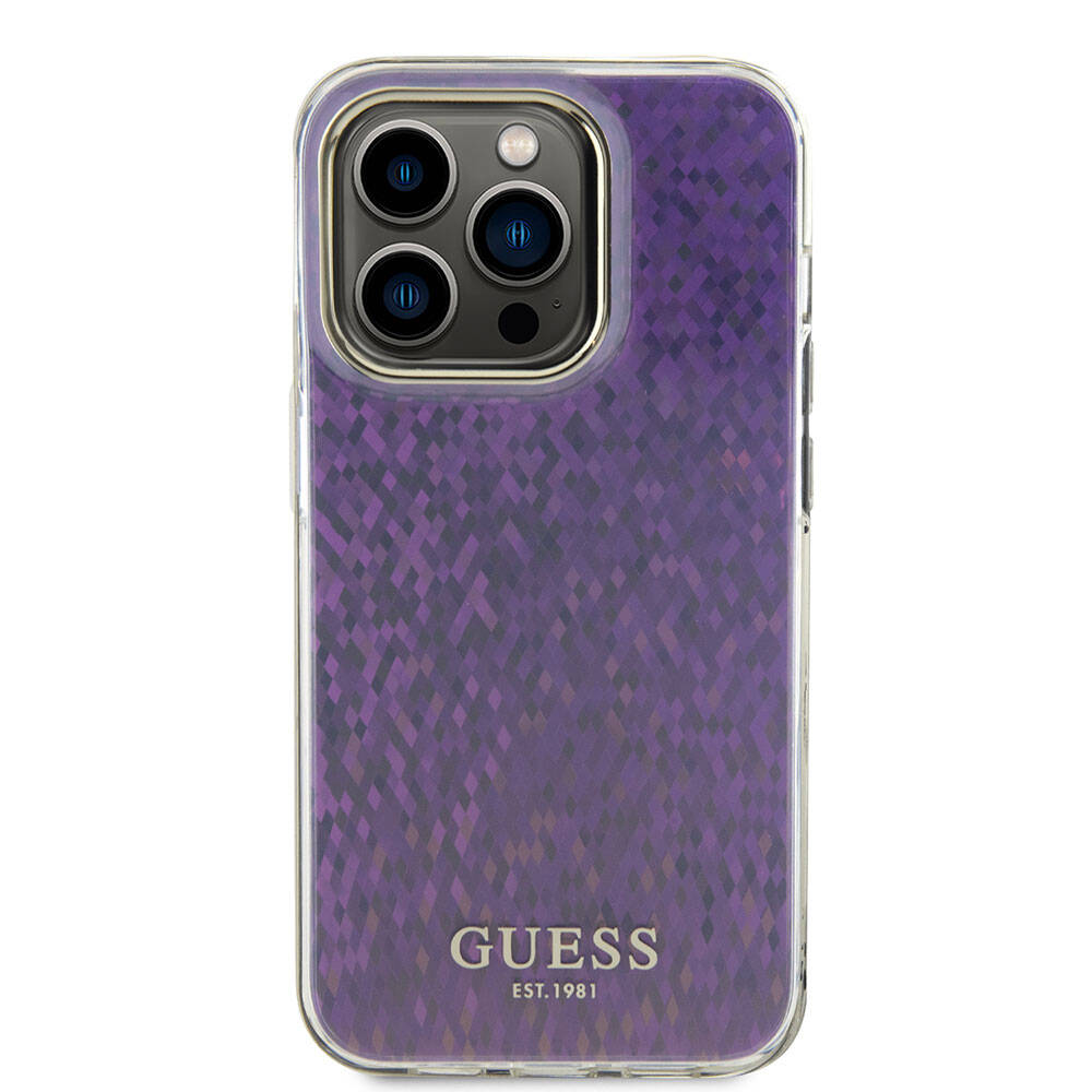 Apple iPhone 15 Pro Max Kılıf Guess Orjinal Lisanslı Yazı Logolu Mirror Disco Kapak Pembe
