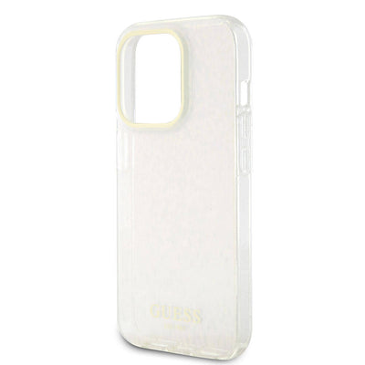Apple iPhone 15 Pro Max Kılıf Guess Orjinal Lisanslı Yazı Logolu Mirror Disco Kapak Pembe