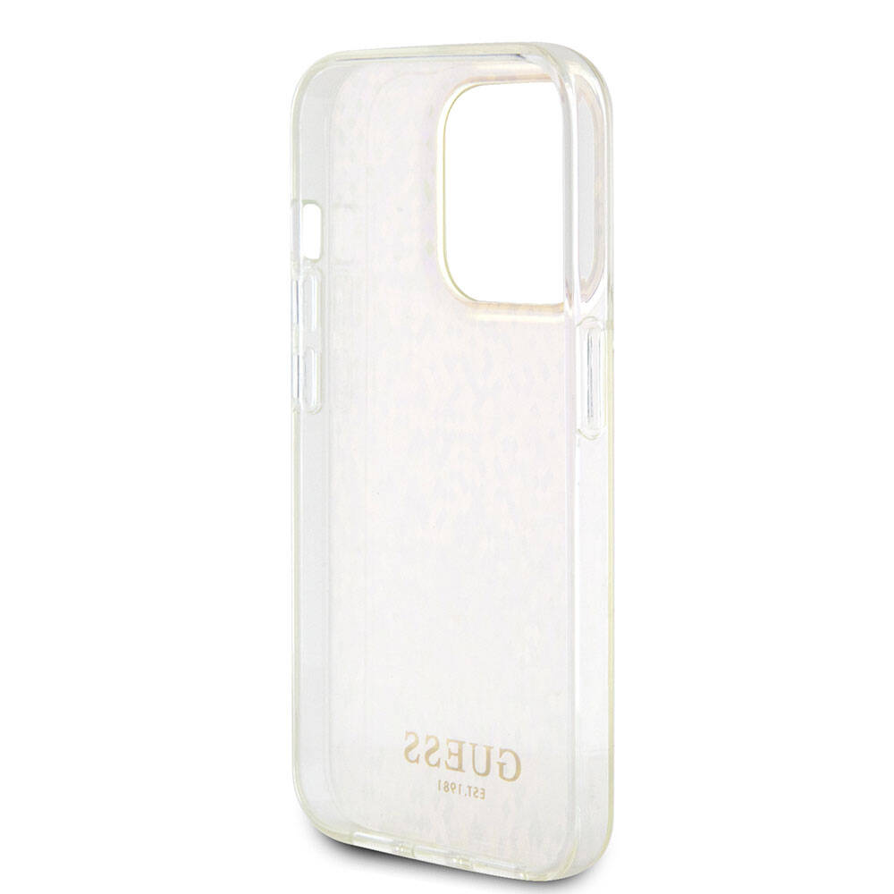Apple iPhone 15 Pro Max Kılıf Guess Orjinal Lisanslı Yazı Logolu Mirror Disco Kapak Pembe