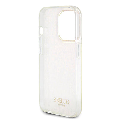 Apple iPhone 15 Pro Max Kılıf Guess Orjinal Lisanslı Yazı Logolu Mirror Disco Kapak Pembe