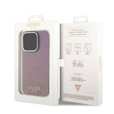 Apple iPhone 15 Pro Max Kılıf Guess Orjinal Lisanslı Yazı Logolu Mirror Disco Kapak Colorful