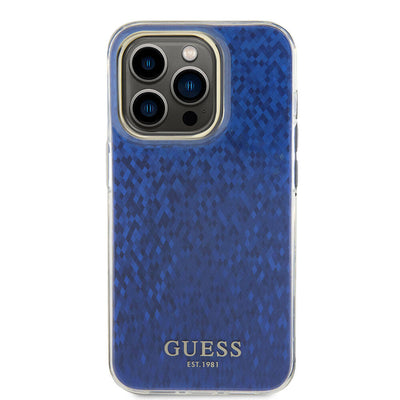 Apple iPhone 15 Pro Max Kılıf Guess Orjinal Lisanslı Yazı Logolu Mirror Disco Kapak Gold