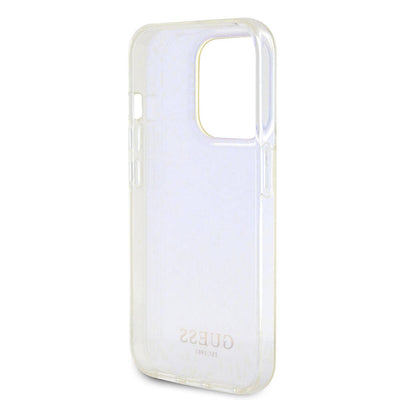 Apple iPhone 15 Pro Max Kılıf Guess Orjinal Lisanslı Yazı Logolu Mirror Disco Kapak Pembe