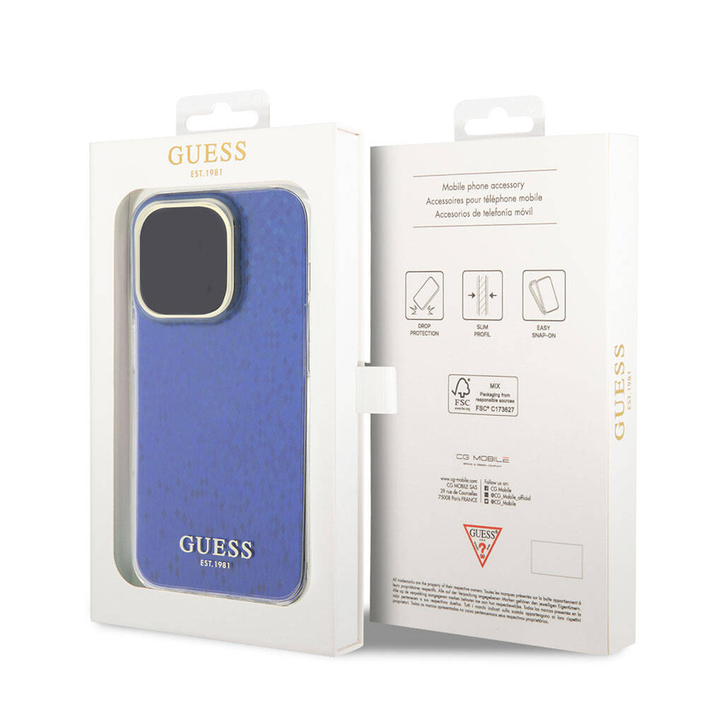Apple iPhone 15 Pro Max Kılıf Guess Orjinal Lisanslı Yazı Logolu Mirror Disco Kapak Colorful