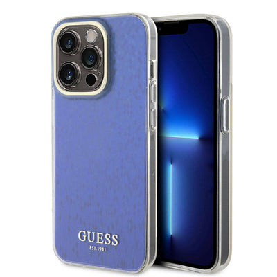 Apple iPhone 15 Pro Max Kılıf Guess Orjinal Lisanslı Yazı Logolu Mirror Disco Kapak Colorful