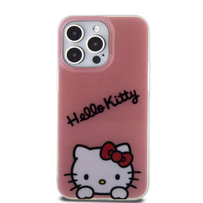 Apple iPhone 15 Pro Kılıf Hello Kitty Orjinal Lisanslı Askılı Yazı ve İkonik Logolu Daydreaming Kapak