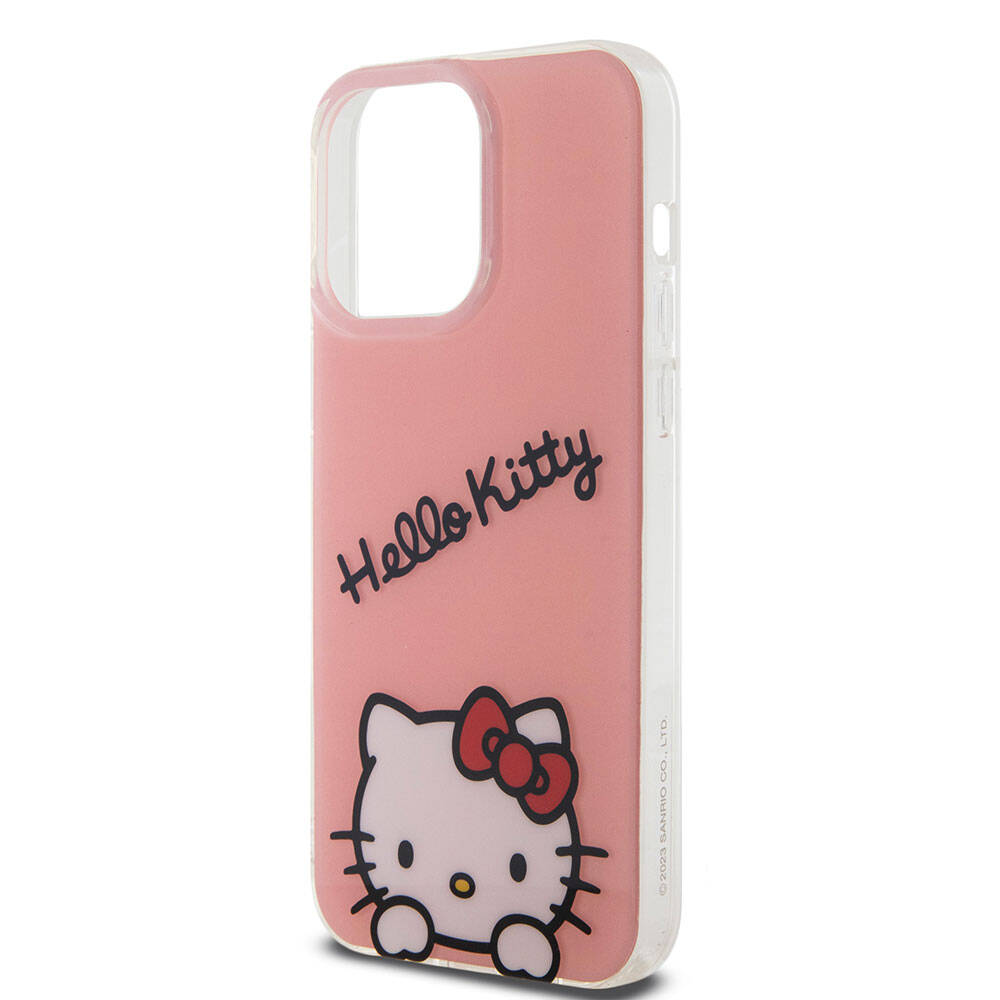 Apple iPhone 15 Pro Kılıf Hello Kitty Orjinal Lisanslı Askılı Yazı ve İkonik Logolu Daydreaming Kapak