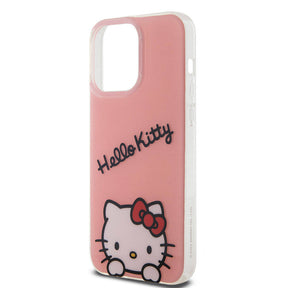 Apple iPhone 15 Pro Max Kılıf Hello Kitty Orjinal Lisanslı Askılı Yazı ve İkonik Logolu Daydreaming Kapak