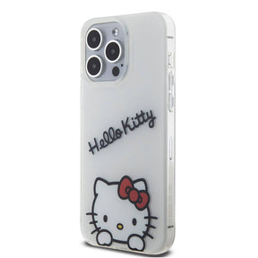 Apple iPhone 15 Pro Max Kılıf Hello Kitty Orjinal Lisanslı Askılı Yazı ve İkonik Logolu Daydreaming Kapak