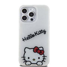 Apple iPhone 15 Pro Kılıf Hello Kitty Orjinal Lisanslı Askılı Yazı ve İkonik Logolu Daydreaming Kapak