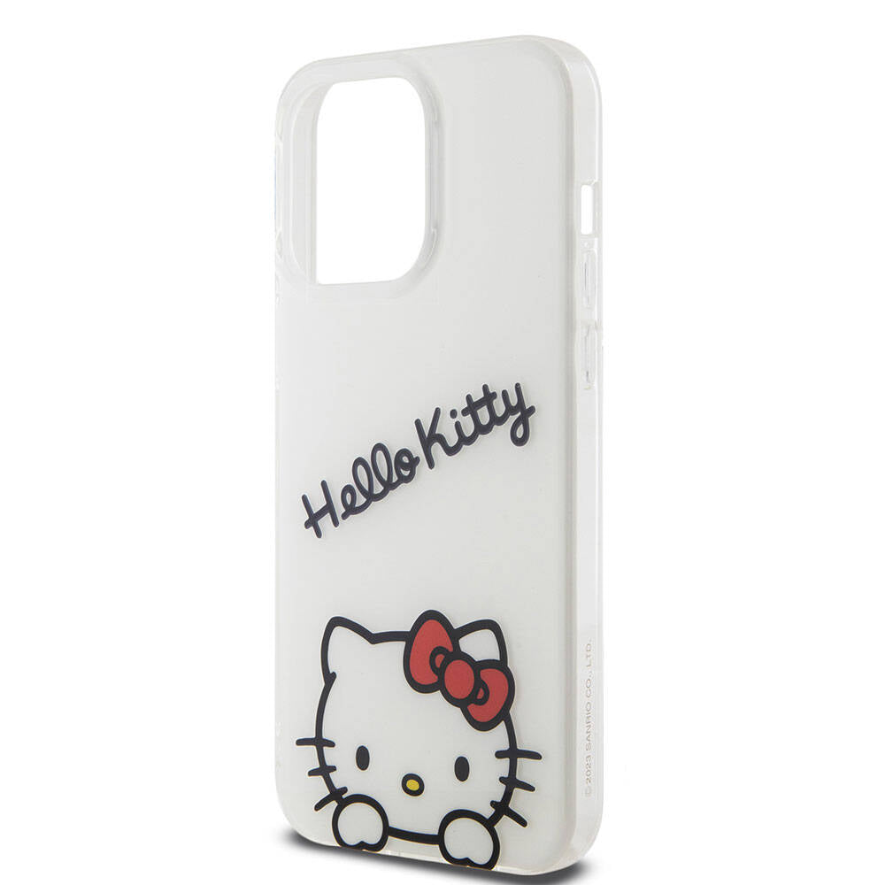 Apple iPhone 15 Pro Max Kılıf Hello Kitty Orjinal Lisanslı Askılı Yazı ve İkonik Logolu Daydreaming Kapak