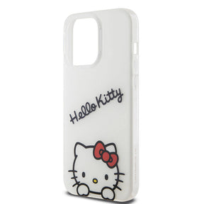 Apple iPhone 15 Pro Kılıf Hello Kitty Orjinal Lisanslı Askılı Yazı ve İkonik Logolu Daydreaming Kapak