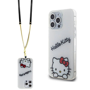 Apple iPhone 15 Pro Kılıf Hello Kitty Orjinal Lisanslı Askılı Yazı ve İkonik Logolu Daydreaming Kapak