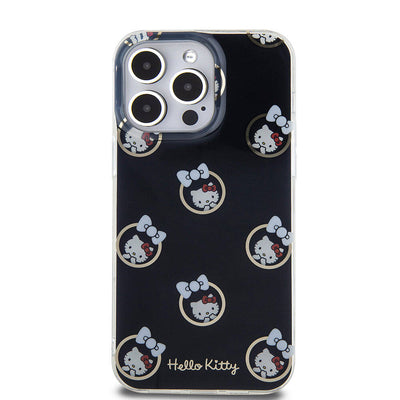 Apple iPhone 15 Pro Max Kılıf Hello Kitty Orjinal Lisanslı Elektroplating Kaplama Kabarcık Baskılı Kapak Beyaz