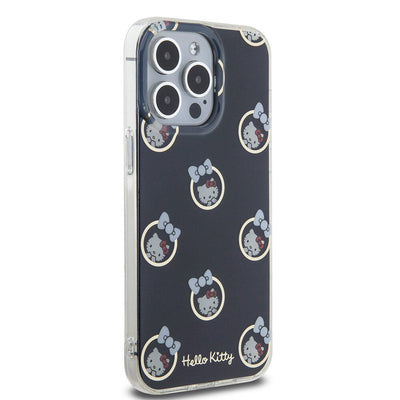 Apple iPhone 15 Pro Max Kılıf Hello Kitty Orjinal Lisanslı Elektroplating Kaplama Kabarcık Baskılı Kapak Beyaz
