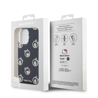 Apple iPhone 15 Pro Max Kılıf Hello Kitty Orjinal Lisanslı Elektroplating Kaplama Kabarcık Baskılı Kapak Beyaz
