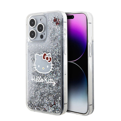 iPhone 15 Pro Max Kılıf Hello Kitty Orjinal Lisanslı İkonik Sıvılı Glitter Kılıf