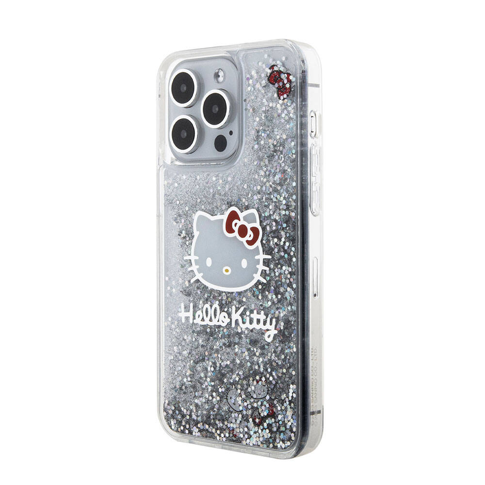 iPhone 15 Pro Max Kılıf Hello Kitty Orjinal Lisanslı İkonik Sıvılı Glitter Kılıf