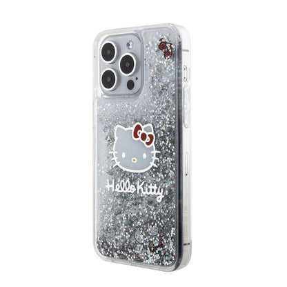 iPhone 15 Pro Max Kılıf Hello Kitty Orjinal Lisanslı İkonik Sıvılı Glitter Kılıf
