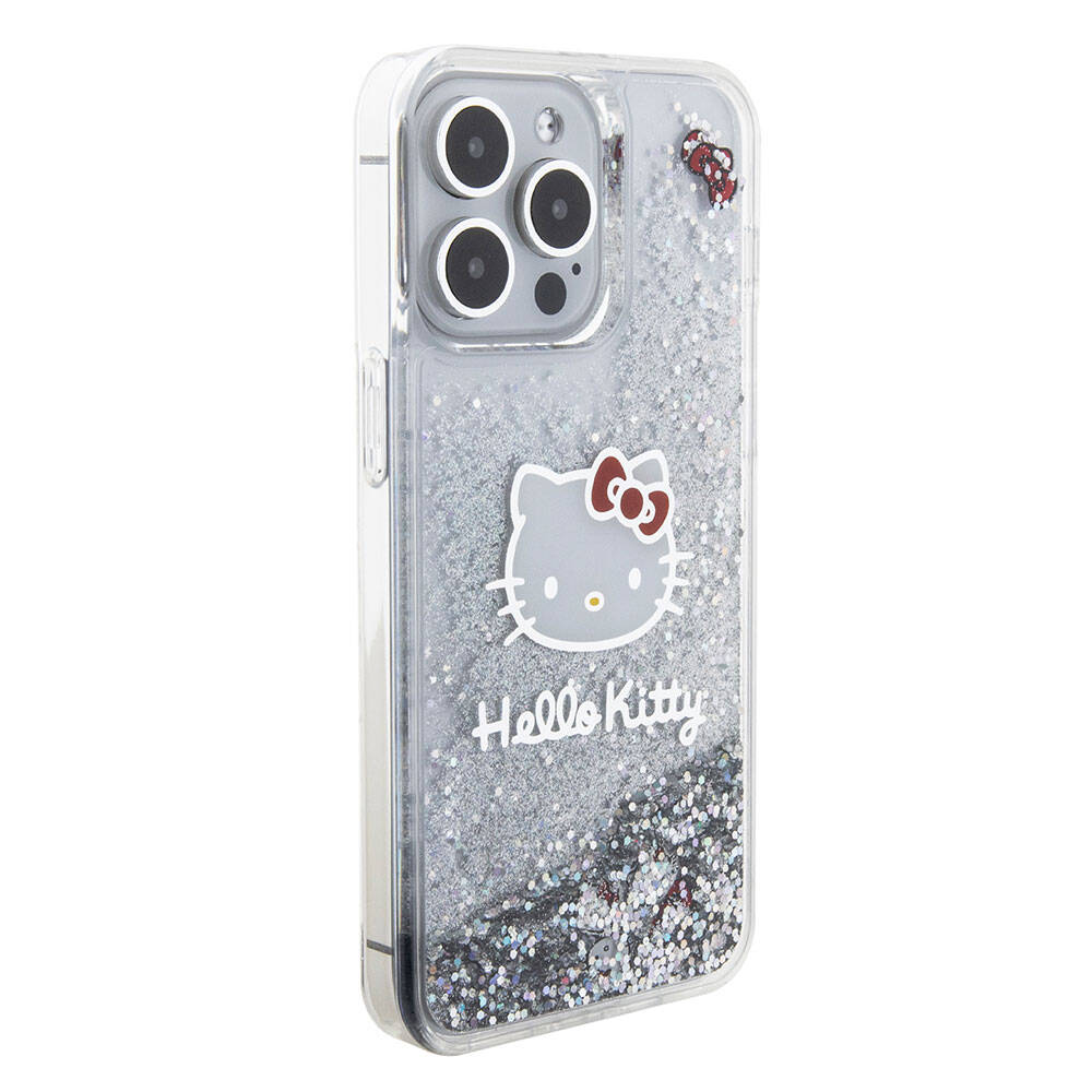 iPhone 15 Pro Max Kılıf Hello Kitty Orjinal Lisanslı İkonik Sıvılı Glitter Kılıf