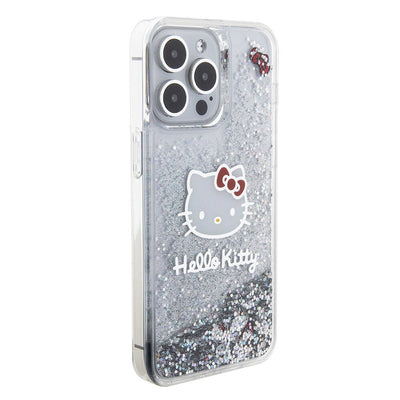Apple iPhone 15 Pro Max Kılıf Hello Kitty Orjinal Lisanslı İkonik Sıvılı Glitter Kapak Renksiz