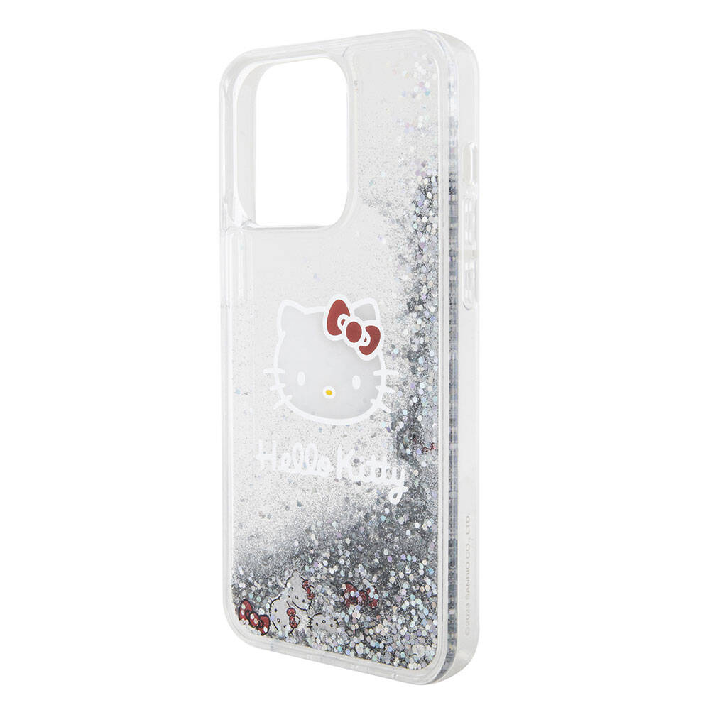 Apple iPhone 15 Pro Max Kılıf Hello Kitty Orjinal Lisanslı İkonik Sıvılı Glitter Kapak