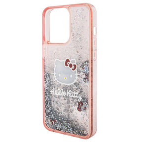 Apple iPhone 15 Pro Kılıf Hello Kitty Orjinal Lisanslı İkonik Sıvılı Glitter Kapak