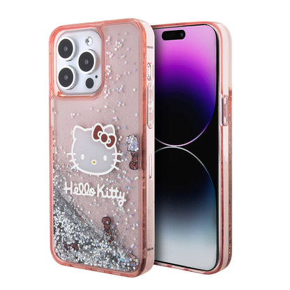 iPhone 15 Pro Max Kılıf Hello Kitty Orjinal Lisanslı İkonik Sıvılı Glitter Kılıf