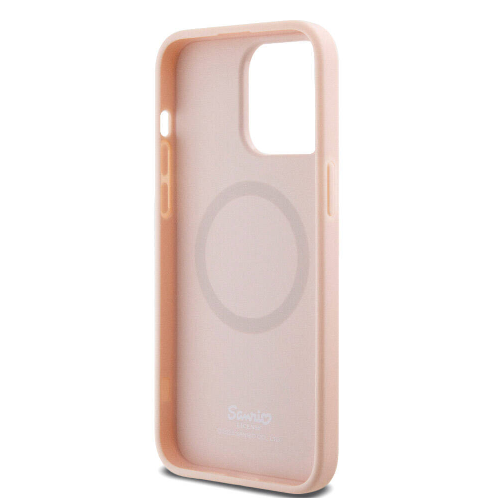 iPhone 15 Pro Max Kılıf Hello Kitty Orjinal Lisanslı M-safe Şarj Özellikli Baskı Logolu Uyuyan Kitty Deri Kılıf